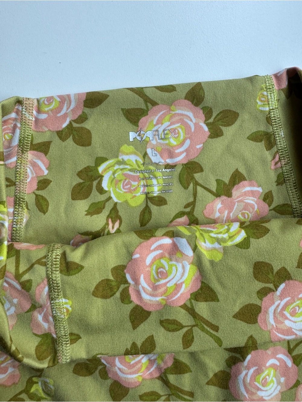 Popflex biker shorts - green with flowers - Size L - Picture 3 of 6